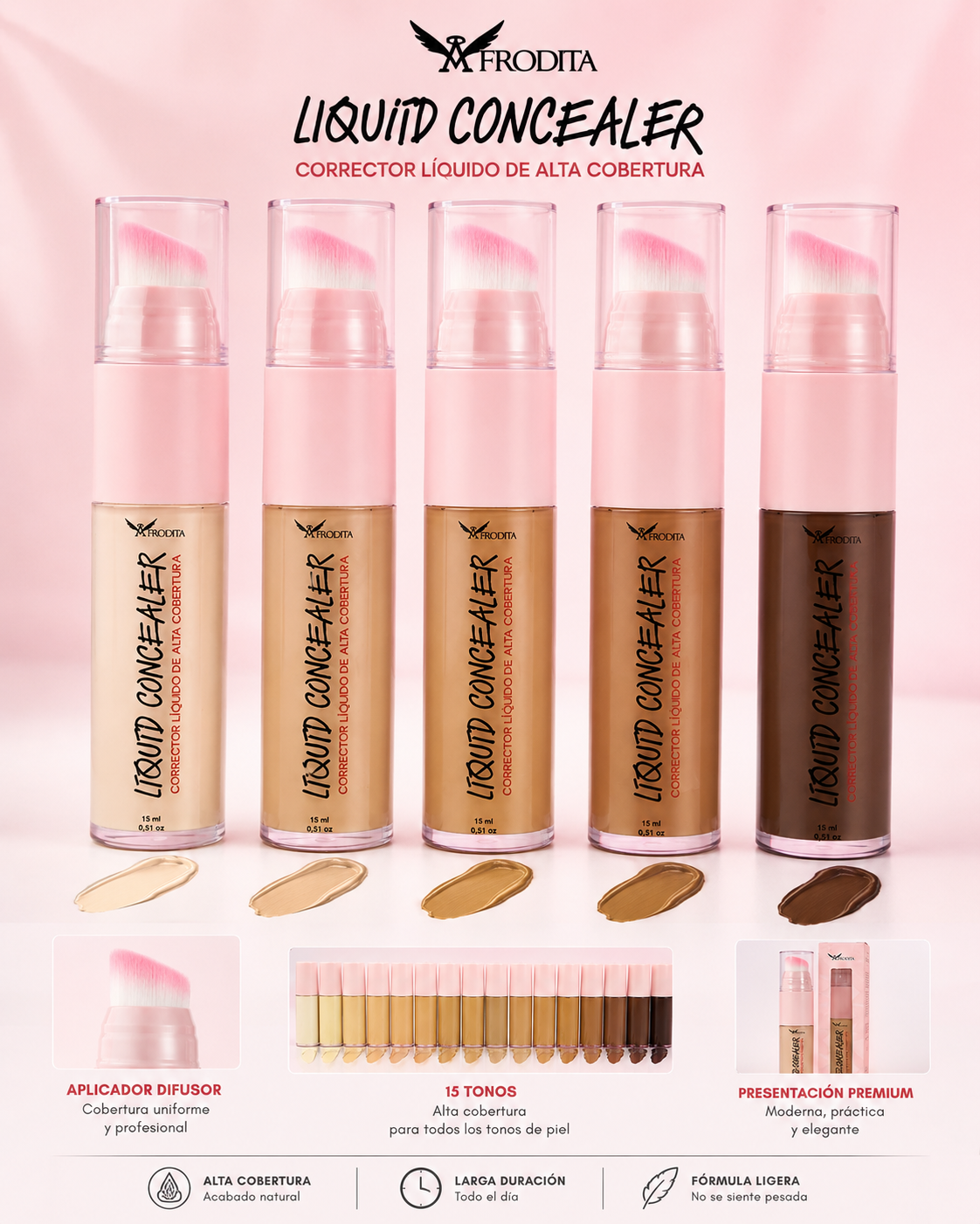 Liquid Concealer Afrodita Corrector líquido de alta cobertura
